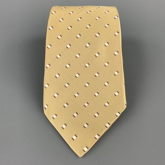 ERMENEGILDO ZEGNA Gold Squares Silk Tie - Picture 1 of 4